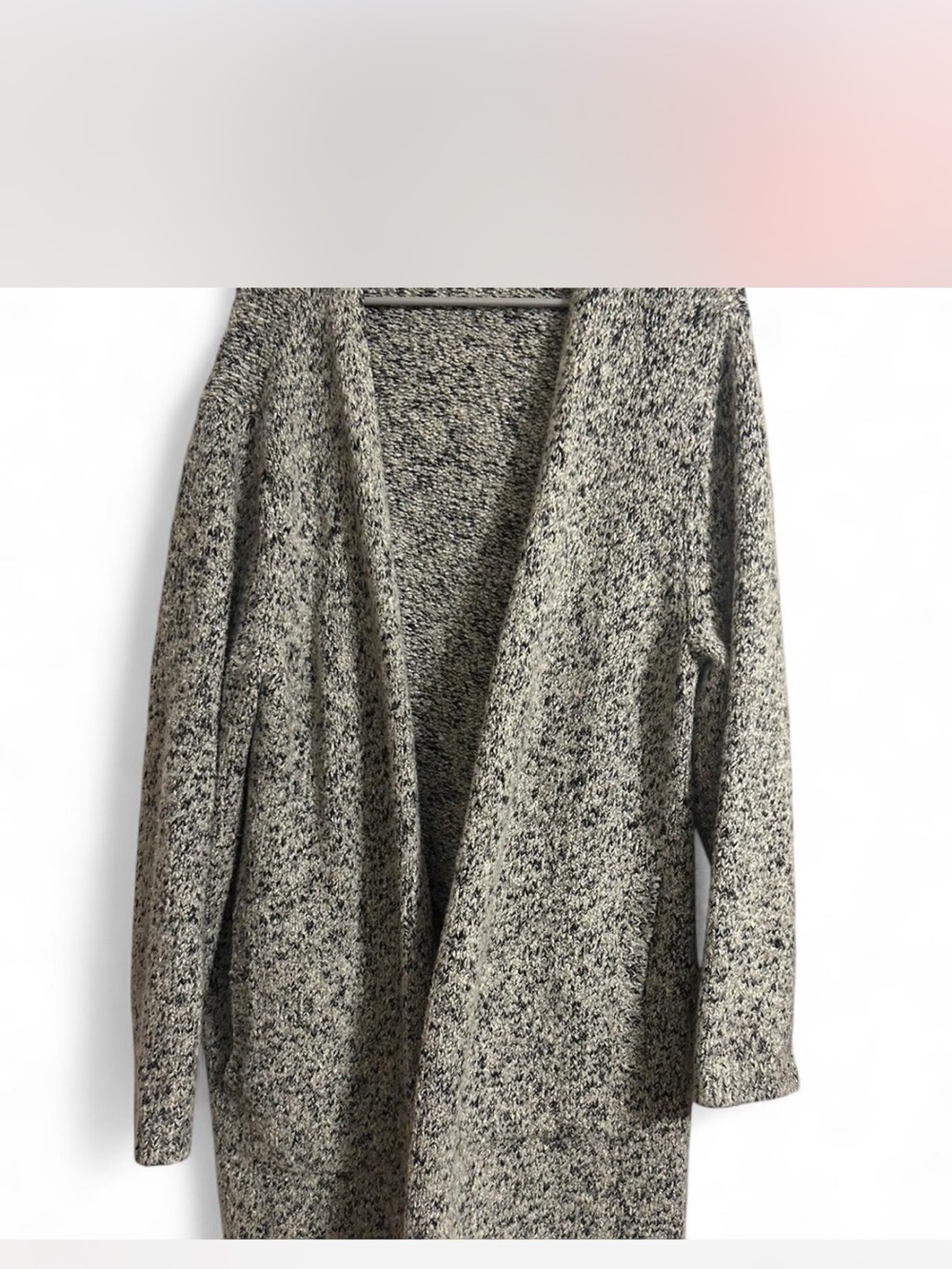 Vintage Marled Gray Open-Front Knit Cardigan